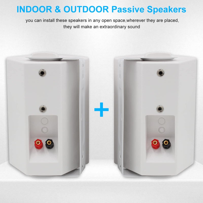 Herdio 4 Inches Passive Indoor Outdoor Speakers Waterproof Wired 200 Watt with Powerful Bass,Wall Mount Speakers for Patio Garage Covered Deck - Image 5